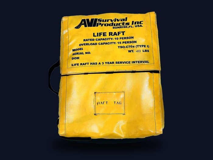 Survival Products 10-person TSO-C70a life raft in its valise