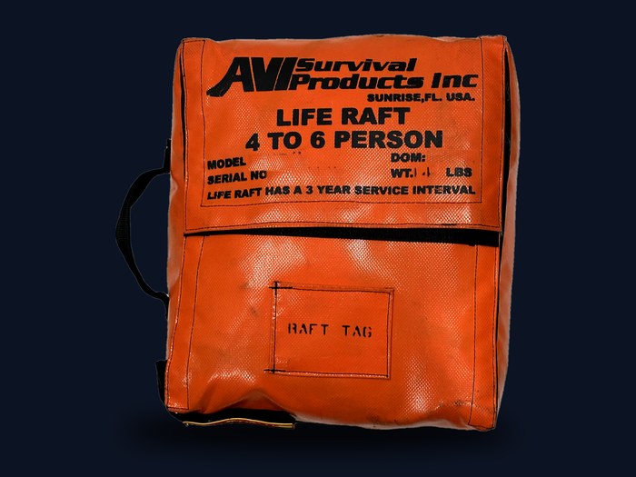 Survival Products 1400B life raft valise, 4 person rated, 6 overload, Part 91