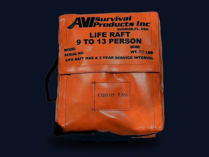 Survival Products 1900B life raft valise, 9 person rated, 13 overload, Part 91